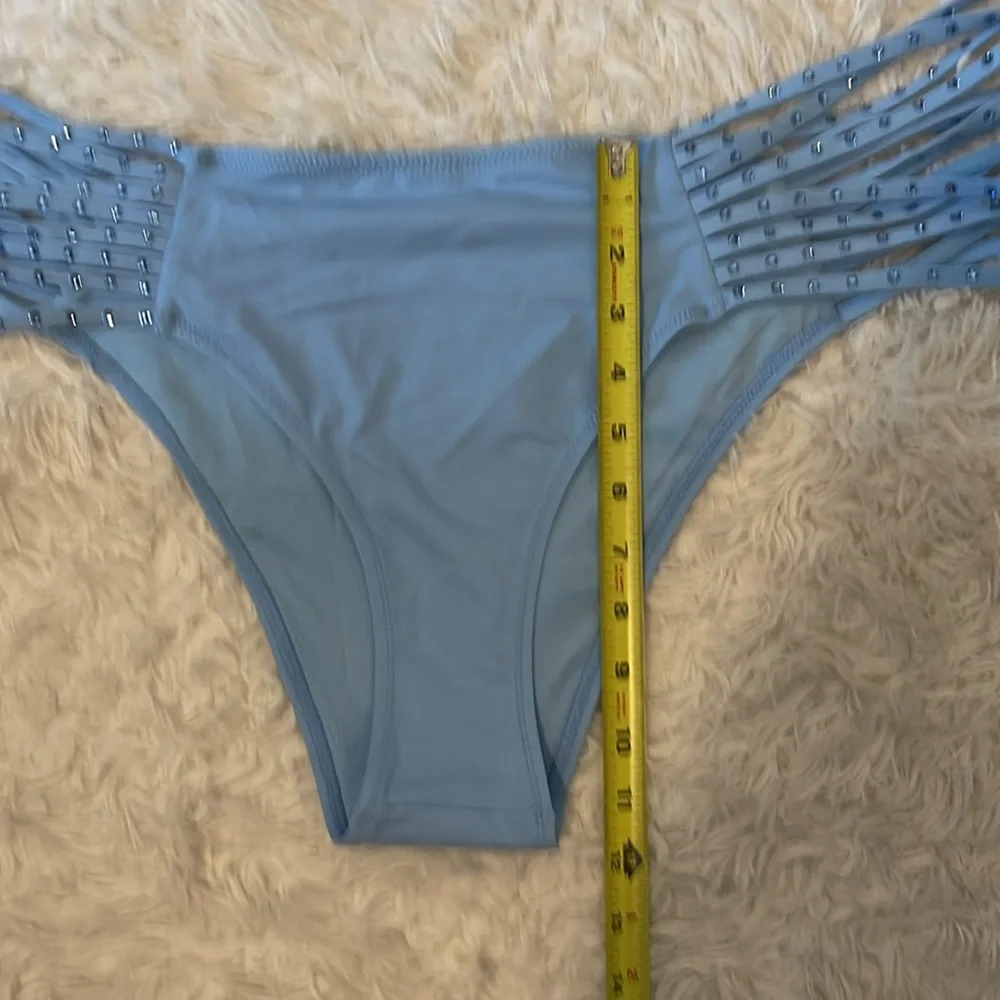 Skims Rhinestone swim strappy Iris blue bikini bottom